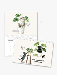2026 Wall Art Calendar - Cats and Houseplants