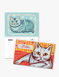 2026 Wall Art Calendar - Kitty Cats Illustrations
