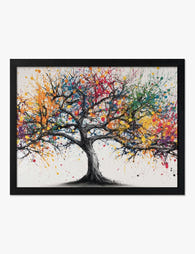 Vibrant Splatter Tree Art Print Black
