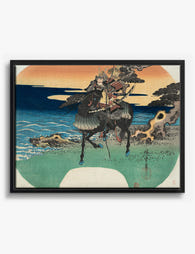 Yoshitsune by Hiroshige Canvas Print Black