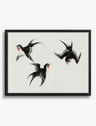 Swallows by Hokusai Canvas Print Black