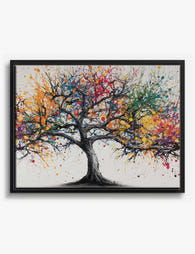 Colorburst Tree Canvas Print Black