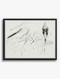 Elegant Egret Study by Bijutsu Sekai Canvas Print Black