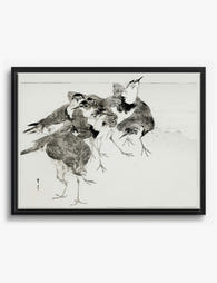 Bijutsu Sekai Plovers Canvas Print Black