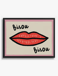 Bisou Kiss Lips Canvas Print Black