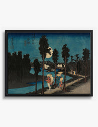Moonlit Pines by Hiroshige Canvas Print Black