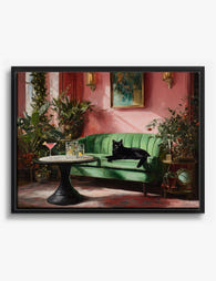 Cat Nap in the Parlor Canvas Print Black