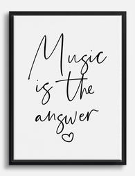 Music Is the Answer Canvas Print Black