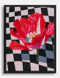 Checkerboard Bloom Canvas Print Black