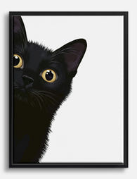Curious Midnight Peek Canvas Print Black