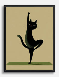 Yoga Cat Pose Canvas Print Black