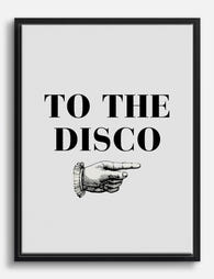 Vintage Disco Direction Canvas Print Black