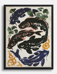 Flowing Koi Harmony Canvas Print Black