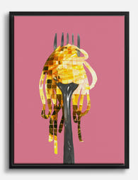 Disco Mosaic Spaghetti Fork Canvas Print Black