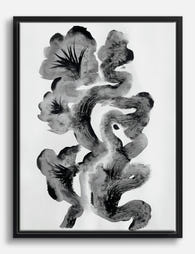 Inky Botanical Flow Canvas Print Black