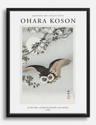 Koson Owl & Moonlight Serenity Canvas Print Black