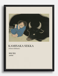 Kamisaka Sekka Oxherd Canvas Print Black