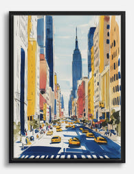 Midtown Yellow Taxis Canvas Print - Black