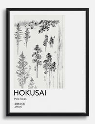 Hokusai Pine Trees Canvas Print Black