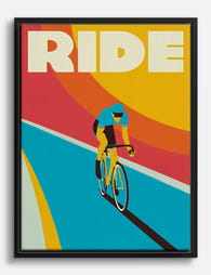 Retro Cyclist Energy Canvas Print Black