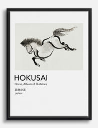 Hokusai Leaping Horse Canvas Print Black