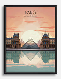 Sunset at the Louvre Canvas Print Black