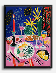 Matisse Inspired Holiday Feast Canvas Print Black