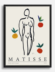Matisse Nude with Oranges Canvas Print - Black