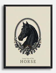 Lunar Horse Elegance Canvas Print Black