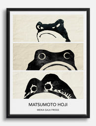 Matsumoto Hoji Frog Trio Canvas Print Black