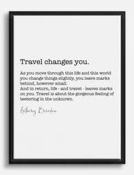 Bourdain Travel Wisdom Canvas Print Black
