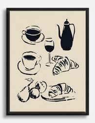 Minimalist Breakfast Vibes Canvas Print Black