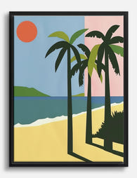 Palm Breeze Escape Canvas Print Black