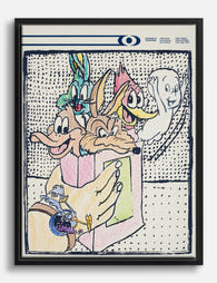 Playful Cartoon Collage Canvas Print Black