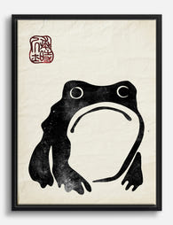 Zen Frog by Matsumoto Hoji Canvas Print Black