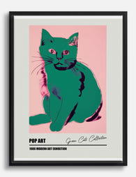 Warhol Green Cat Canvas Print Black