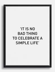 Celebrate Simplicity Quote Canvas Print Black