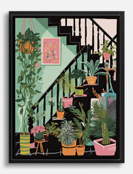 Lush Staircase Sanctuary Canvas Print Black