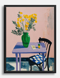Matisse Inspired Floral Table Canvas Print Black