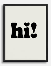 Retro Pop hi! Typography Canvas Print Black
