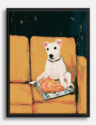 Pizza Pooch Delight Canvas Print Black