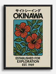 Okinawa Floral Bliss Canvas Print Black