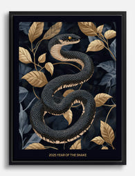 Golden Serpent Elegance Canvas Print Black