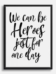 Heroes for a Day by Bowie Canvas Print Black