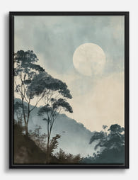 Misty Moonrise Serenity Canvas Print Black