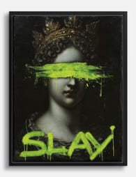 Neon Graffiti Royal Portrait Canvas Print Black