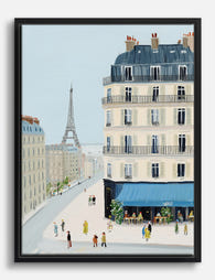 Parisian Street Charm Canvas Print Black