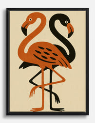 Flamingo Duo Charm Canvas Print Black