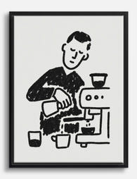 Morning Ritual Barista Canvas Print Black