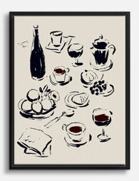 Minimalist Breakfast Table Canvas Print Black